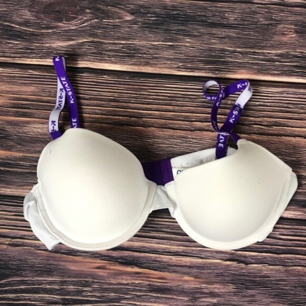 NUYU Kansas State University Wildcats KSU White Purple NEW Womens‎ Bra Size 36C